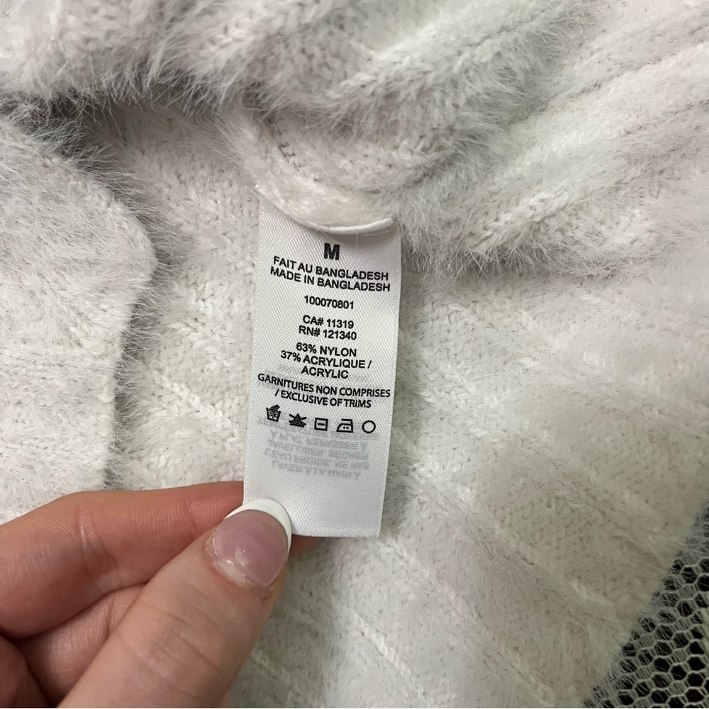 Garage White Fuzzy Women's Cardigan - Picture 5 of 8